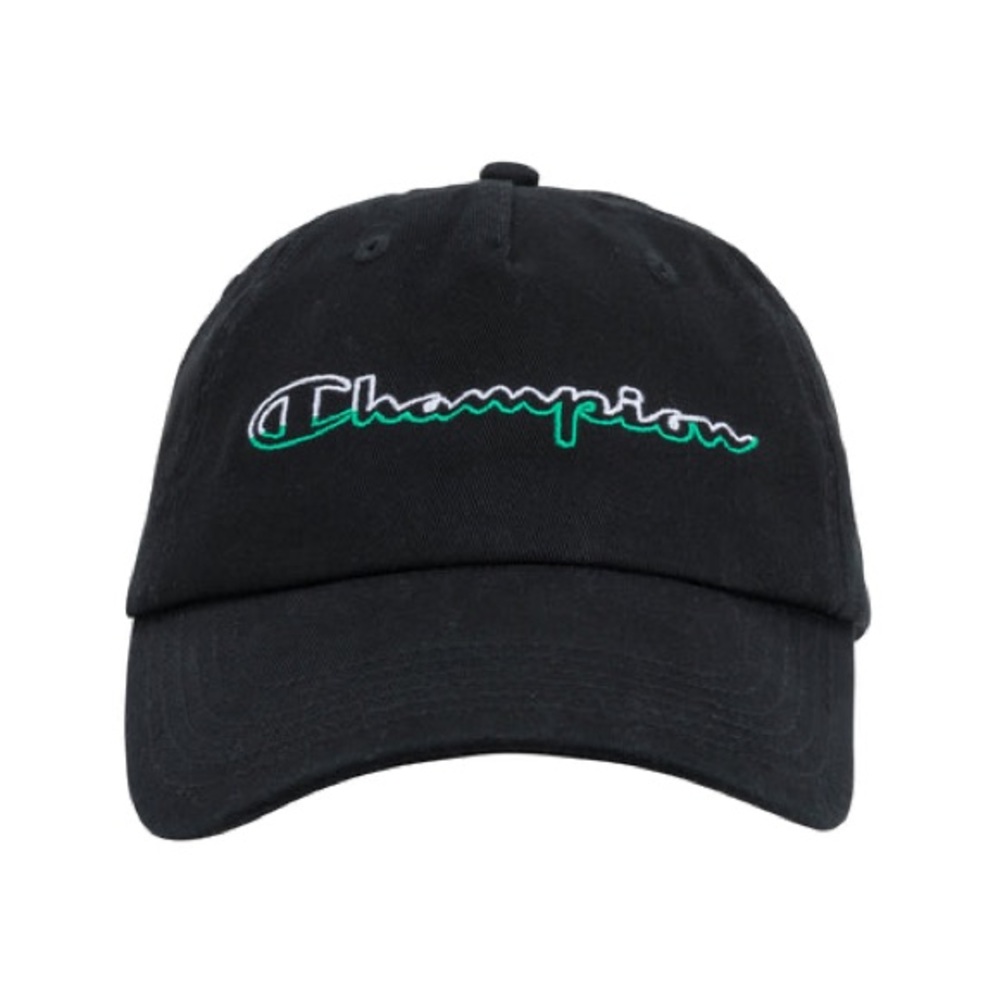 Champion Black and Green Logo Hat
